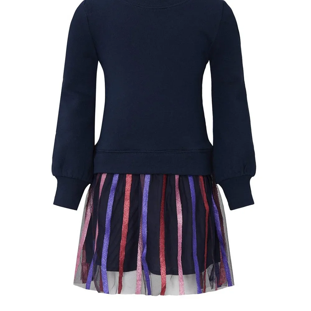 Crewcuts by J.Crew Kids Striped Tulle Mixy Dress in Blue - Picture 2 of 2